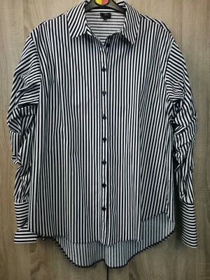 River Island black and white striped oversized shirt top blouse size S