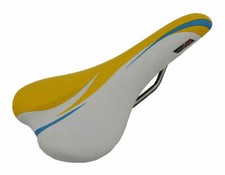 GENUINE ENDZONE VINYL BICYCLE SADDLE FOR FIXIE/MOUNTAIN BIKE IN YELLOW/WHITE.