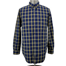 Chaps Ralph Lauren Mens Blue Yellow Plaid Long Sleeve Button Up Cotton Shirt XL