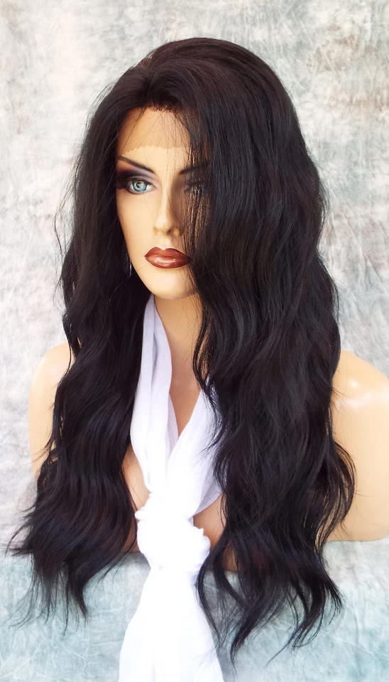 PELUCA NEGRA SUAVE #1 ENCAJE OREJA 2 OREJAS ATADA FRONTAL ENCAJE VENTA EN EE. UU. 117 Foto 4 de 4