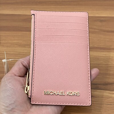 みほ MICHAEL Michael Kors Jet Set Travel Top Zip Pink Card Case Wallet