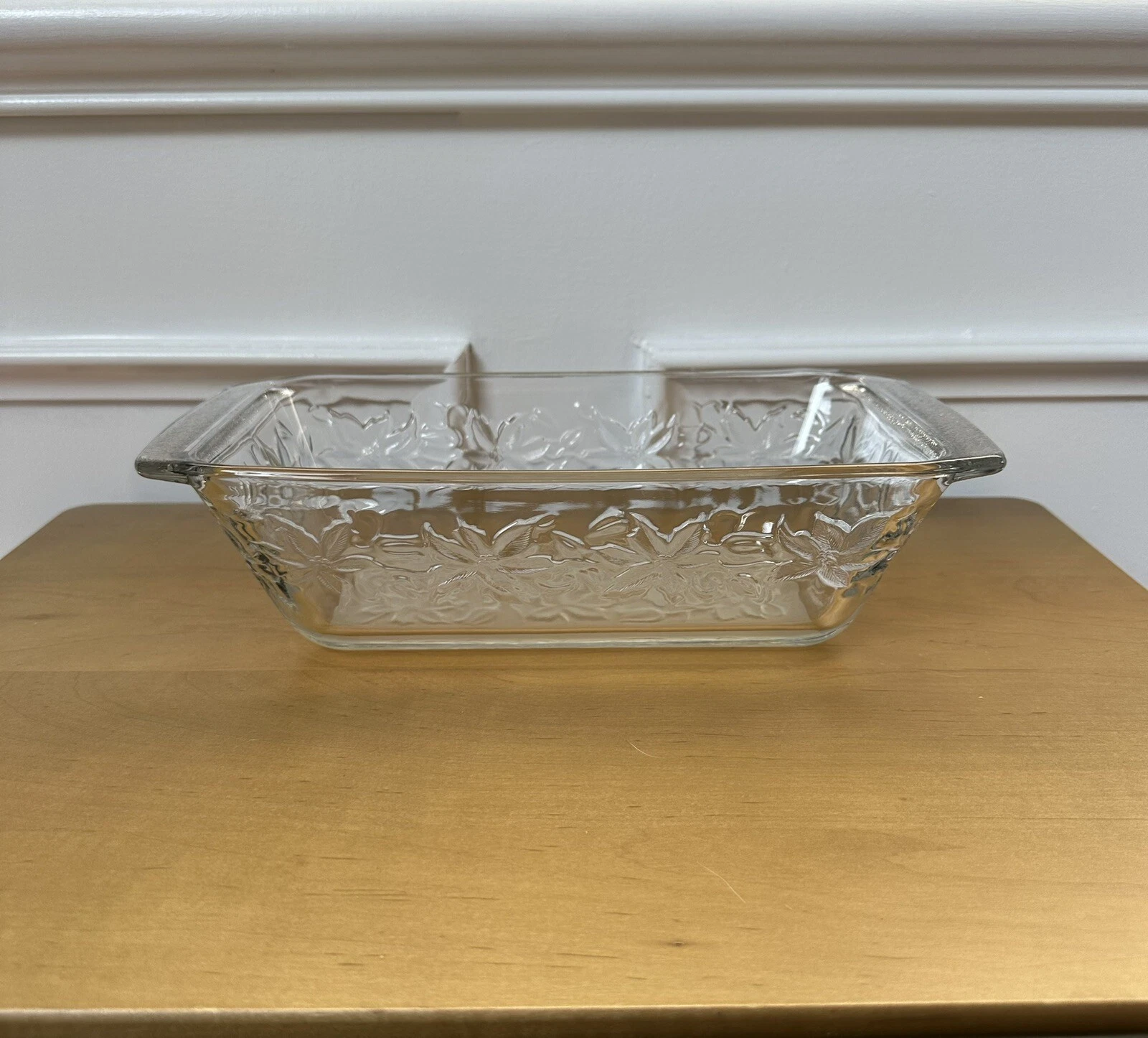 Vintage Princess House Fantasia Glass Baking Dish Loaf Pan Frosted Bottom