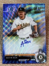 2017 Bowman Chrome 1st BLUE WAVE REFRACTOR PROSPECT ROOKIE AUTO Austin Beck /150