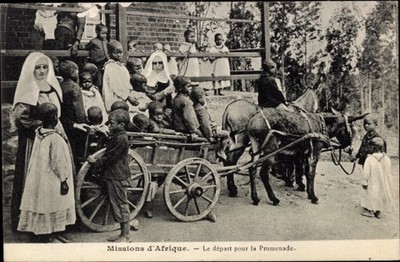 Ak Missions dund#39;Afrique, Abfahrt zum Spaziergang - 3898056