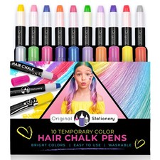 Hair Chalk Pens for Girls Ages 7 , 10Pack Washable Temporary Hair Color Set f...