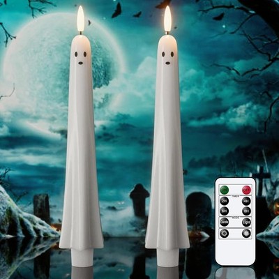 Eldnacele Flameless Flickering Ghost Taper Candles with Remote and White 