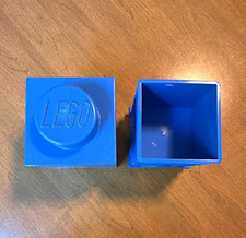 LEGO Blue Storage Brick Stackable Plastic Container w/ Lid 1 Compartment
