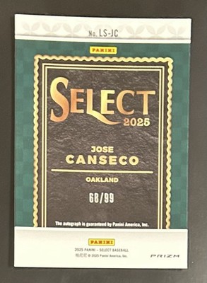 2025 Panini Select - Legendary Signatures Jose Canseco #LS-JC Red