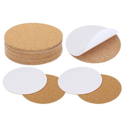 100x1mm Self-Adhesive Cork Coasters, 25pcs Round Cork Mats Cork Backing Sheets