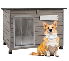 33.8" Weatherproof Wooden Dog House Removable Floor Fits Small Medium Dogs