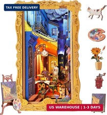 Book Nook Kit 3D Wooden Puzzles Starry Night Caf Bookshelf Insert