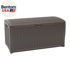 DBW9200 99 Gallon Outdoor Wicker Resin Patio Storage Chest Bin with Handles for
