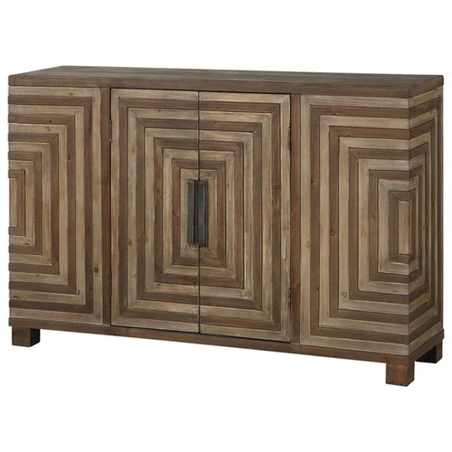 Uttermost Layton Wood and Metal Geometric Accent Console Table in Natural - Picture 1 of 9