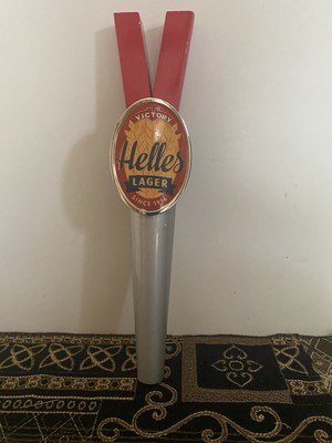 Helles Lager Beer Tap Handle Silver And Red V , 13   Long, 3  Across V