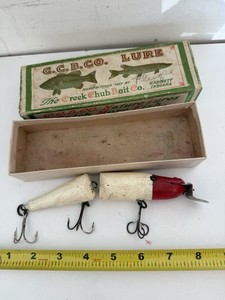 CREEK CHUB Jointed Spinning Pikie Red And White  Fishing Lure w/ Box #7