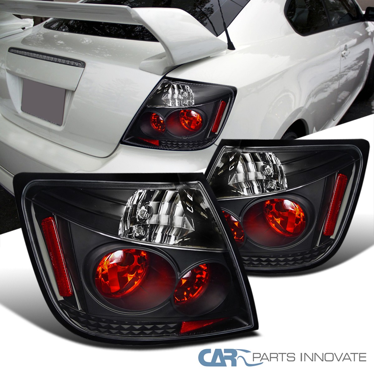 Fit Scion 04-10 tC Rear Tail Lights Black Reverse Brake Parking