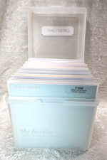 LOT 2 - CTMH Storage Box 7 x7"x7" With 15 Pictured Mostly Unused Stamp Sets