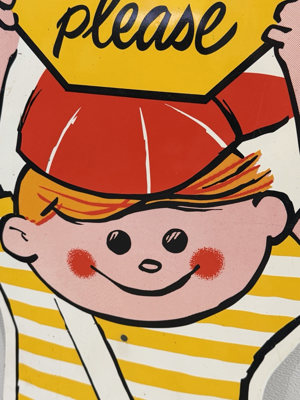 Vintage Original Pepsi Boy Slow Please Crossing Advertising Sign Metal