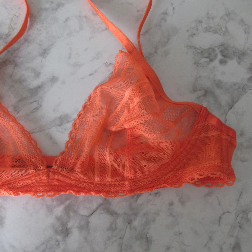 Gap Body Bra 34B Orange Whisper Lace Underwire Back Closure Sheer - Image 4 of 4