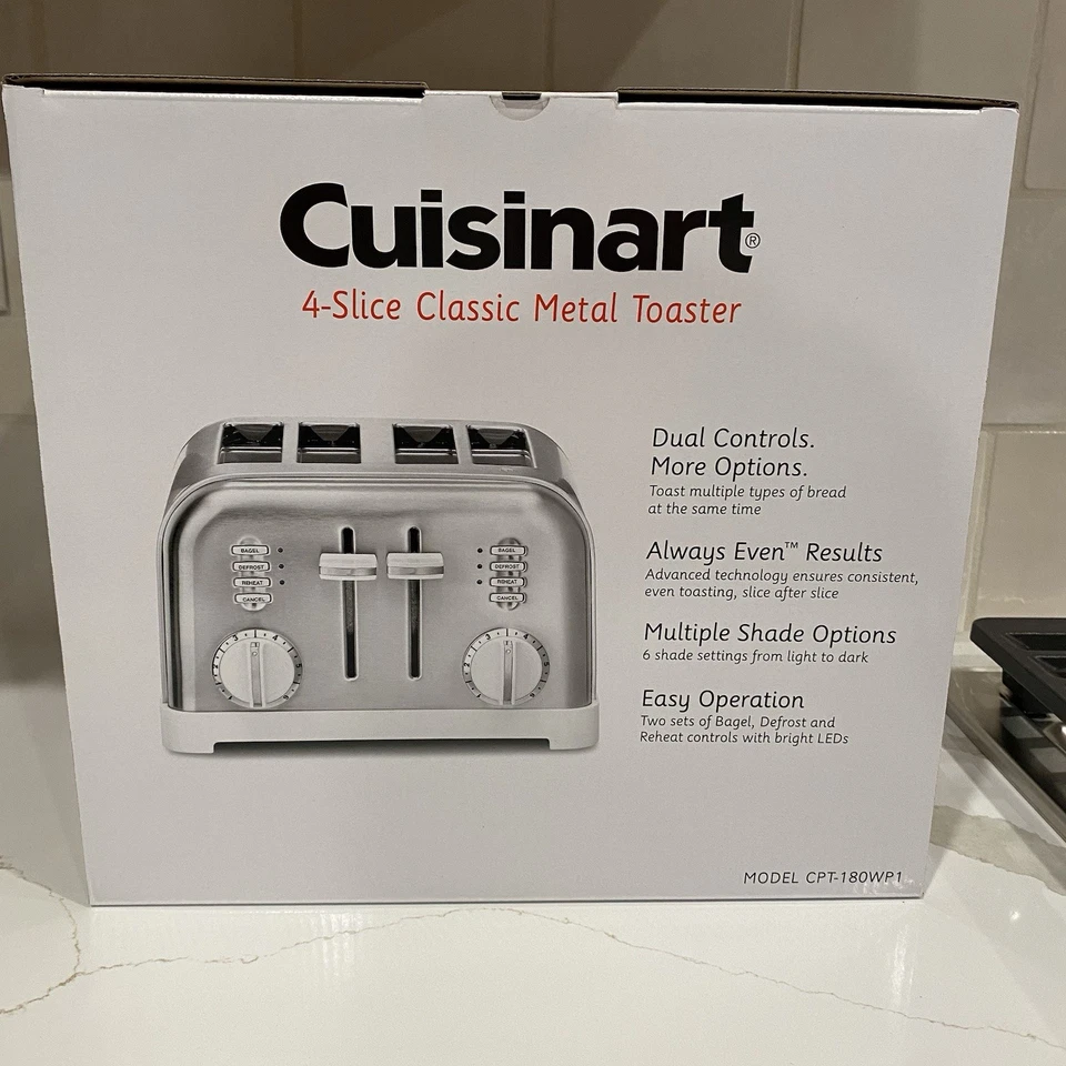 New Cuisinart Toaster Stainless Steel 4-Slice Classic Metal Kitchen Appliance - Image 2 of 4