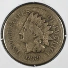 1859 Indian Head Cent Penny Without Shield - Very Good (VG) KM#87 - 7884