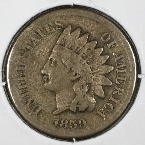 1859 Indian Head Cent Penny Without Shield - Very Good (VG) KM#87 - 7884