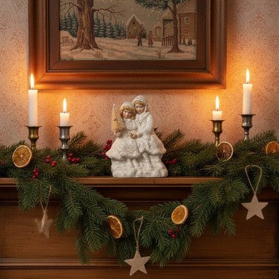Ragon House Christmas 8.5'' Winter Couple w/ Bottle Brush Tree