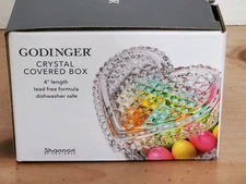Godinger Shannon Crystal Covered Trinket Box Heart Shaped 4 inch