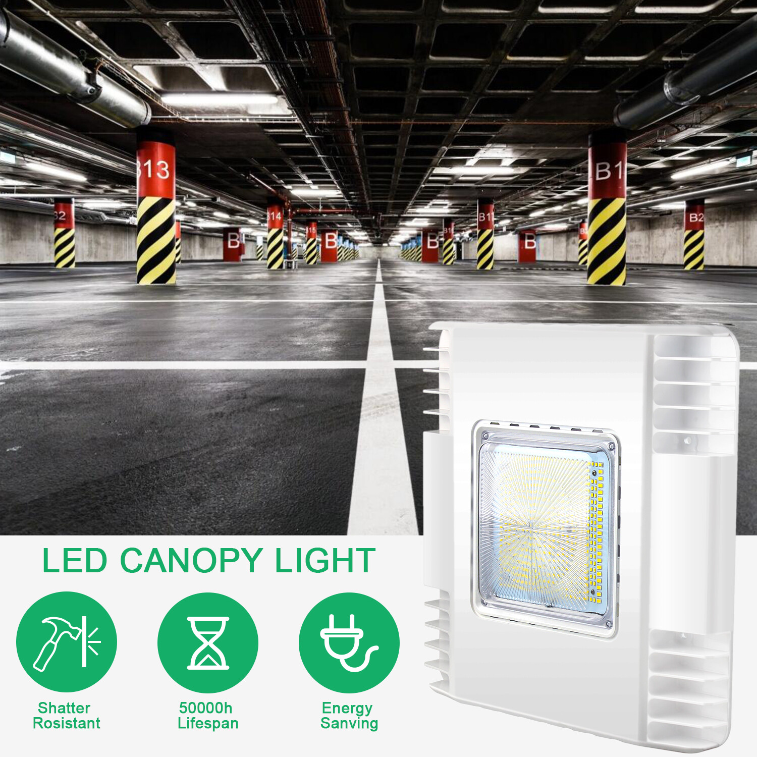 2 Pack 150W LED Canopy Light Parking Lot Gas Station Lamp IP65 21000LM 5700k UL