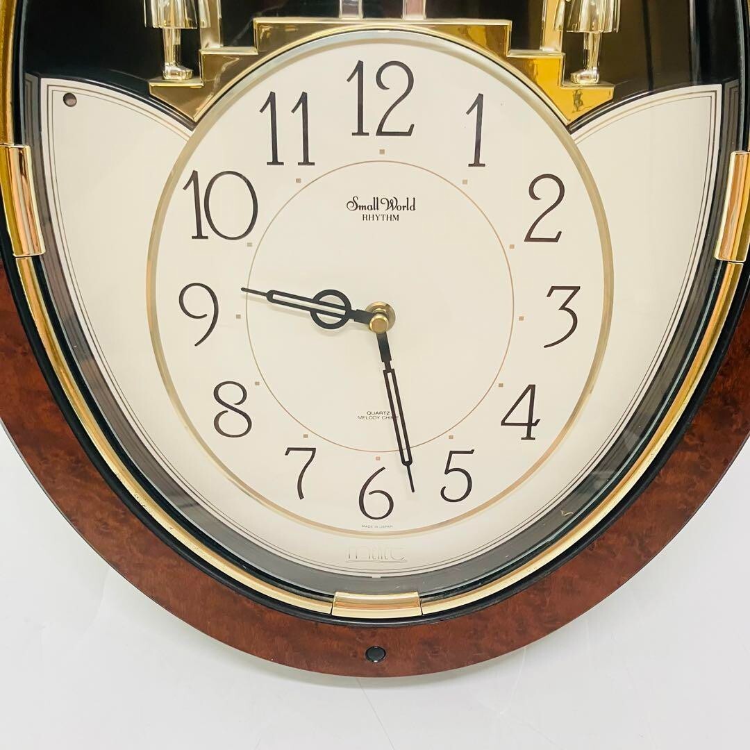 RHYTHM Small World Karakuri wall clock melody 4MH690 USED vintage