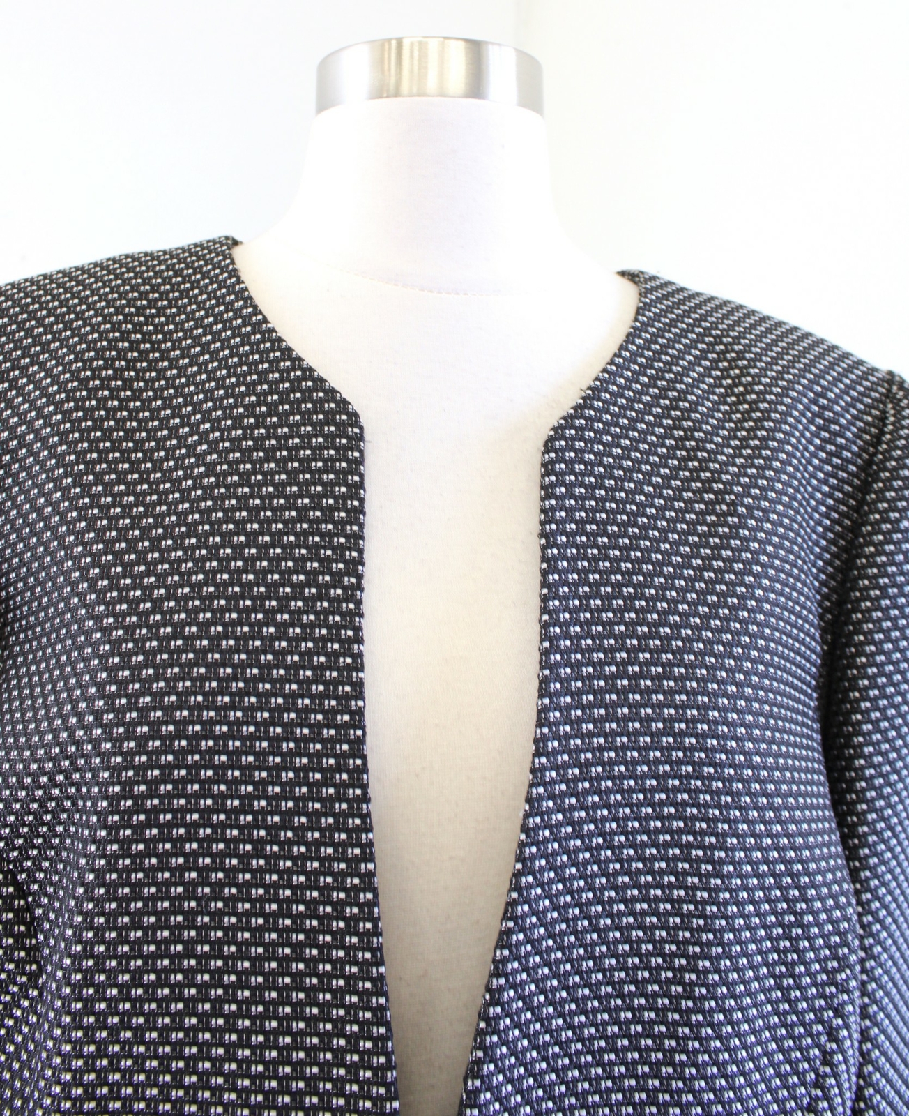 Tahari ASL Levine Black White Tweed Collarless Bo… - image 4