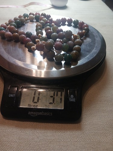 14K GOLD Beads With NATURAL STONE Beadss NECKLACE. With Box. New - Picture 13 of 14