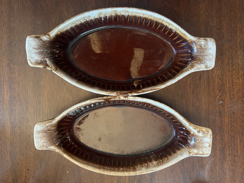 2 Matching Casserole Au Gratin Dish LLC McCoy USA 7033 Pottery Vintage