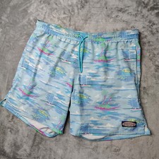 Vineyard Vines Board Shorts Mens Large Blue Fish Beach AOP Performance Swim
