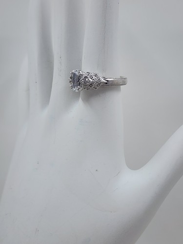 Anillo Epiphany Diamonique corte ovalado circonio cúbico estilo vintage enchapado en platino - Imagen 6 de 14