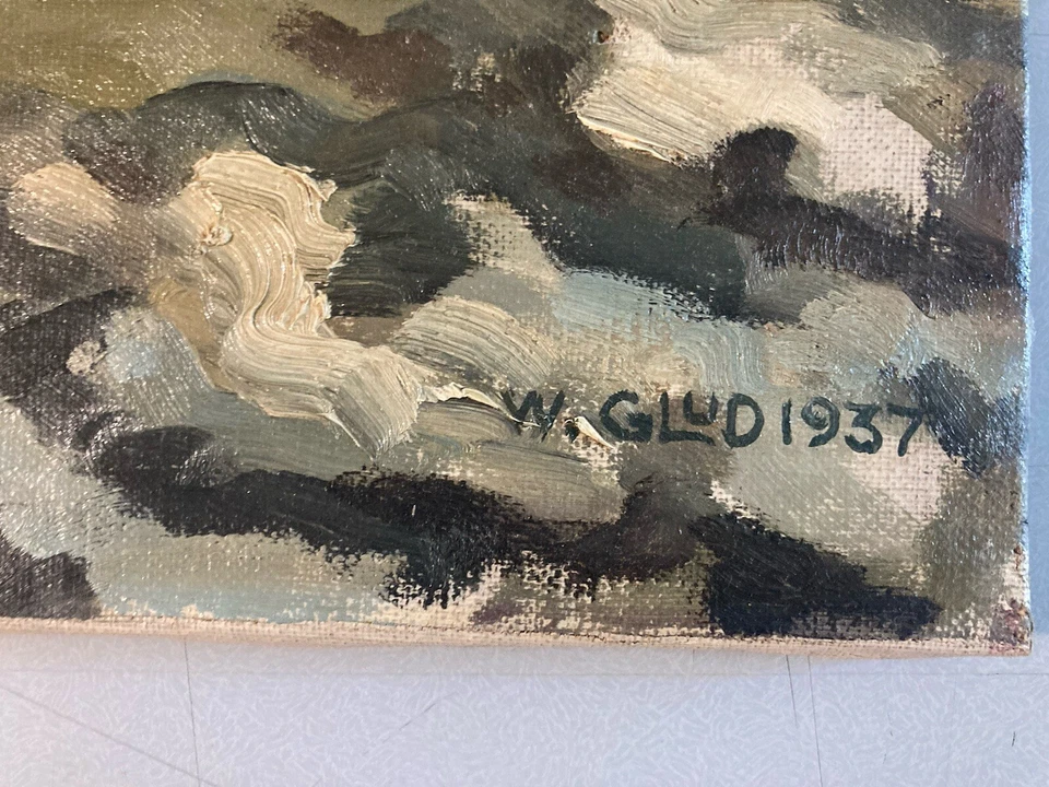 Belle Peinture Danemark Wilfred Peter Glud Huile Toile Impressionniste 1932 - Photo 3/4