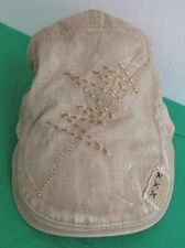 Distressed Cap Hat Newsboy 100% Cotton Size 7 Khaki Fashion Jamont XXX