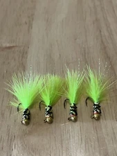 Four hand tied 1/64 crappie and bluegill jigs 