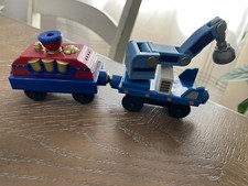 2 Chuggington Wooden Railway Train Cars : Crane Car  Bubble Car