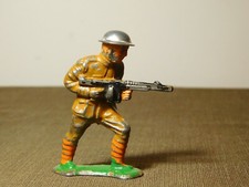 VINTAGE ARMY MINIATURE TOY 2 1/2" HIGH METAL SOLDIER w/ THOMPSON MACHINE GUN