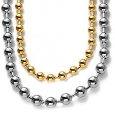 Men Silver Tone/Gold Tone Stainless Steel Ball Bead Chain Necklace 6/8/10/12mm