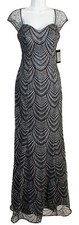 Ignite Evenings Missy Long Stunning Sparkling Chiffon Formal Gown, Gray/Black