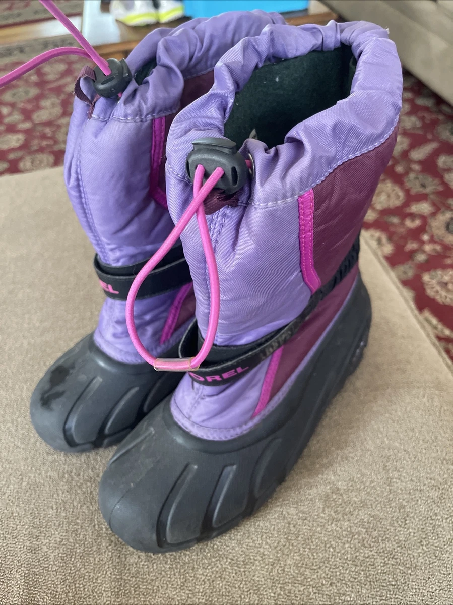 Sorel Purple And Black NY1885 562 Size 6 Kids Youth Rain Boots CC