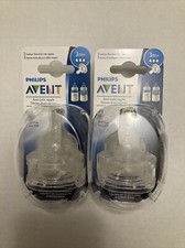 2 Packs Of 2 Clear Philips AVENT Anti-Colic Nipple, Medium Flow 3 Months NEW SS