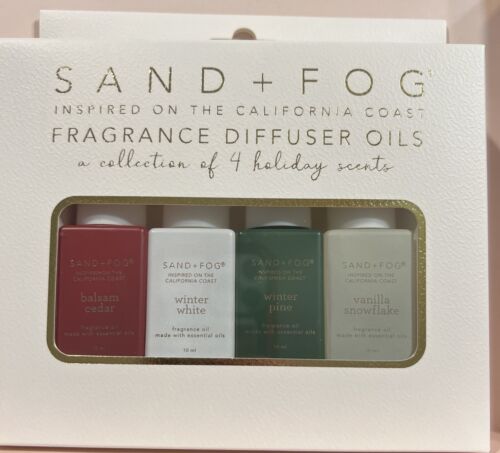 SAND + FOG Fragrance Diffuser Oil 4 pc Set Balsam Cedar Pine Vanilla Winter