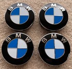 4 BMW 68MM ALLOY WHEEL CENTER CAPS GENUINE BLACK BACKS E F SERIES See Video