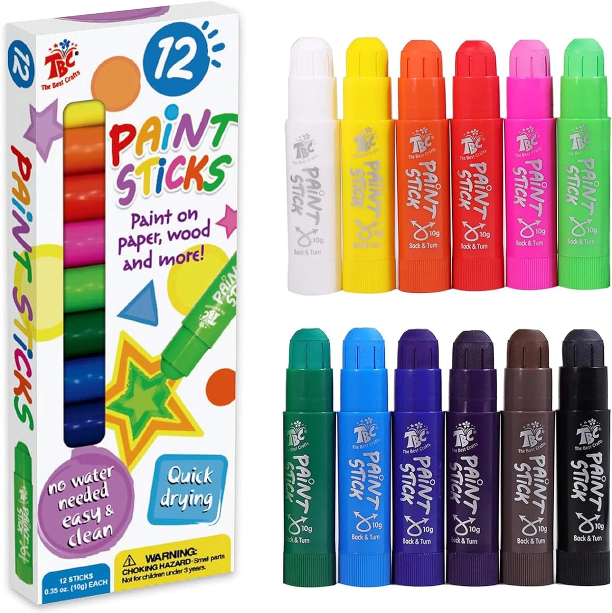 Paint Sticks 12 Classic Colors Washable Paint Non Toxic Tempera Paint Sticks