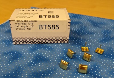 D.A.D.S. Brass Matte Square Upholstery tacks, Box of 100, 7/16'' dia. 1/2'' length