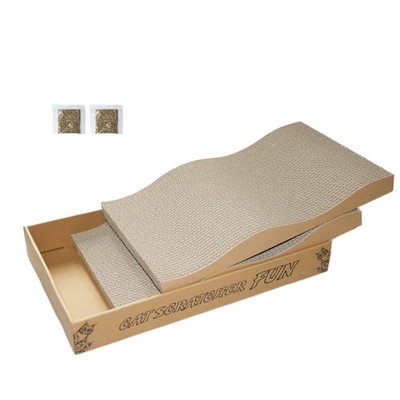 Cat Scratch Pad Cardboard Scratcher Box Board Indoor Reversible Catnip 2 PCS