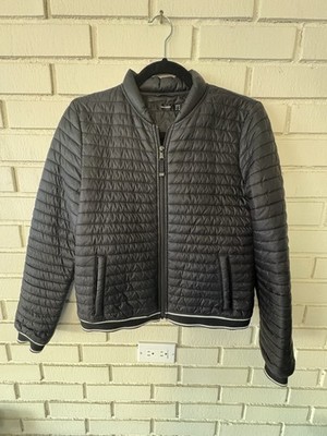 Hallhuber Womens Puffer Zip Up Bomber Jacket Size Medium Black